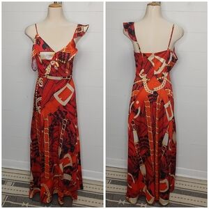 Marciano printed ruffle maxi dress size 4